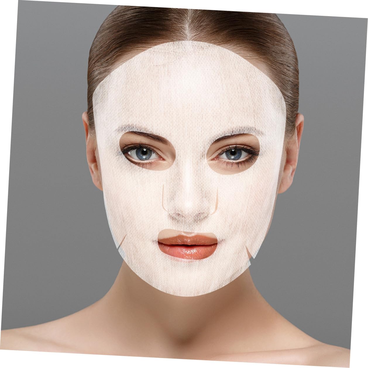 Beaupretty 100Pcs Diy Facial Mask Sheets Soft Breathable Facial Gauze for Home Spa Skincare Moisturizing Sheet Masks with Precut Eye Nose Mouth Openings