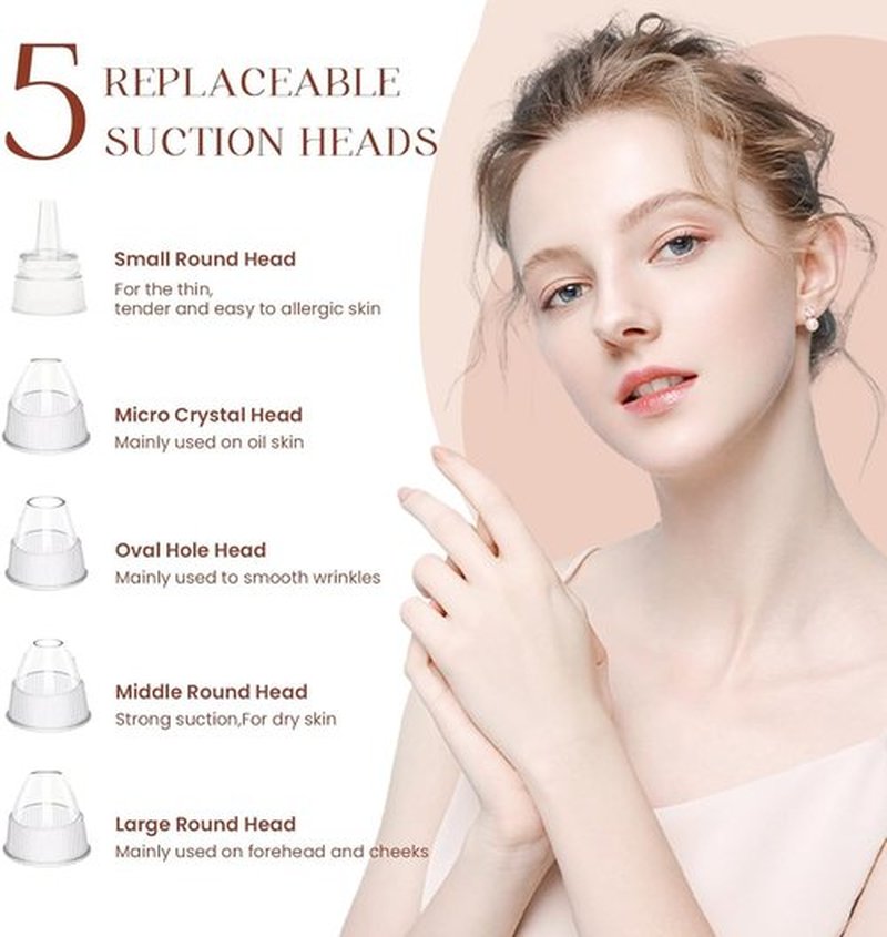 2024 Blackhead Remover Pore Vacuum,Facial Pore Cleaner-5 Suction Power,5 Probes,USB Rechargeable Blackhead Vacuum Kit Electric Acne Extractor Tool for Adult (Pink)