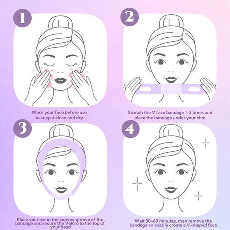 V Line Lifting Mask Chin strap for sleeping, V Line Lifting Mask for Women,Jaw Exerciser，Medium,Purple