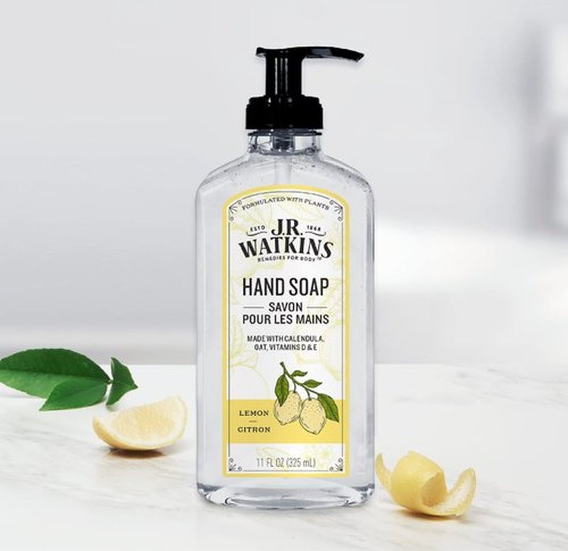 J.R. Watkins Liquid Hand Soap With Dispenser, Moisturizing Hand Soap, Alcohol-Free Hand Wash, Cruelty-Free, Liquid Soap For Bathroom or Kitchen, Lemon, 11 Fl Oz, 3 Pack
