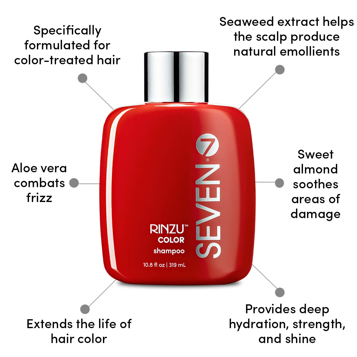 SEVEN Haircare Rinzu COLOR Travel Set - Sulfate & Paraben-Free Color Protection Shampoo, Conditioner & Heat Protectant Spray