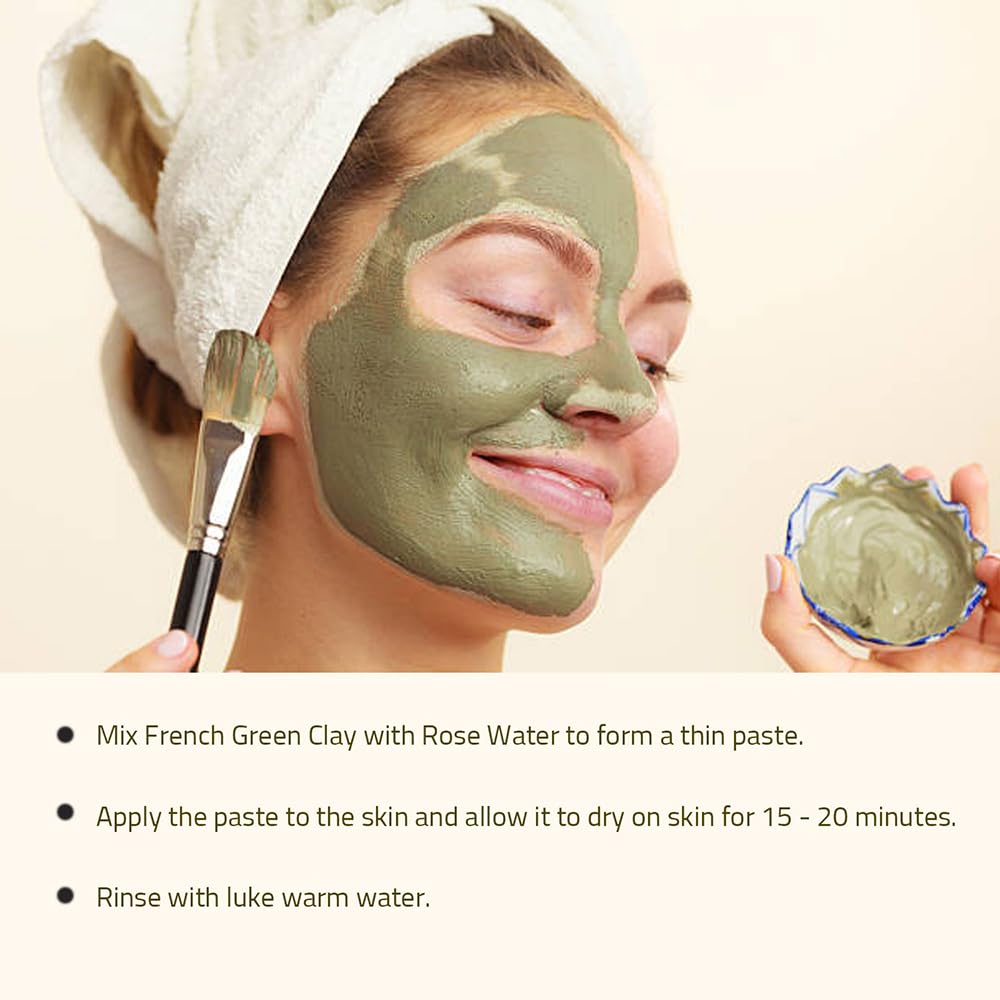 Hebhac Herbs French Green Clay Powder 227 g | Face Mask Oily Skin, Deep Facial Cleanser, Softening Skin, Body Clay | Natural Detoxifying Mask