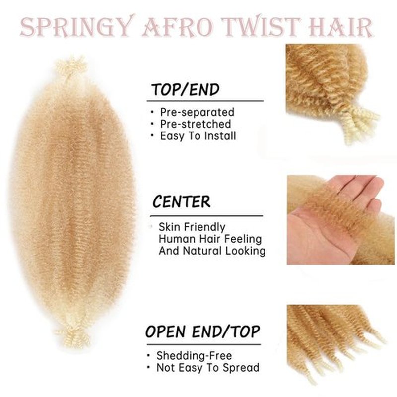 14 Inch Marley Twist Braiding Hair 7 Packs Pre Separated Springy Afro Twist Hair Pre Fluffed Kinky Twist Hair for Braids Marley Crochet Hair Extensions (27/613)