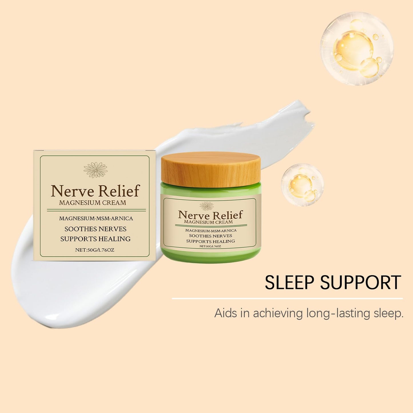 TENTOOL Nerve Relief Magnesium Cream with MSM & Arnica, Soothes Nerves & Daily Soothing Support, 50g/1.76oz