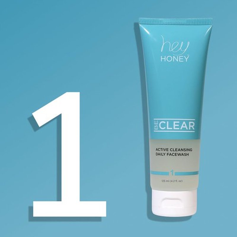 Hey Honey Skincare Be Clear 3-Step Acne Clearing Kit |Clear Face Wash, Deep Pores Cleansing, Overnight Treatment | with Propolis & Honey | Clear Blemish Skin Purifying Formulas | 3-Piece Kit
