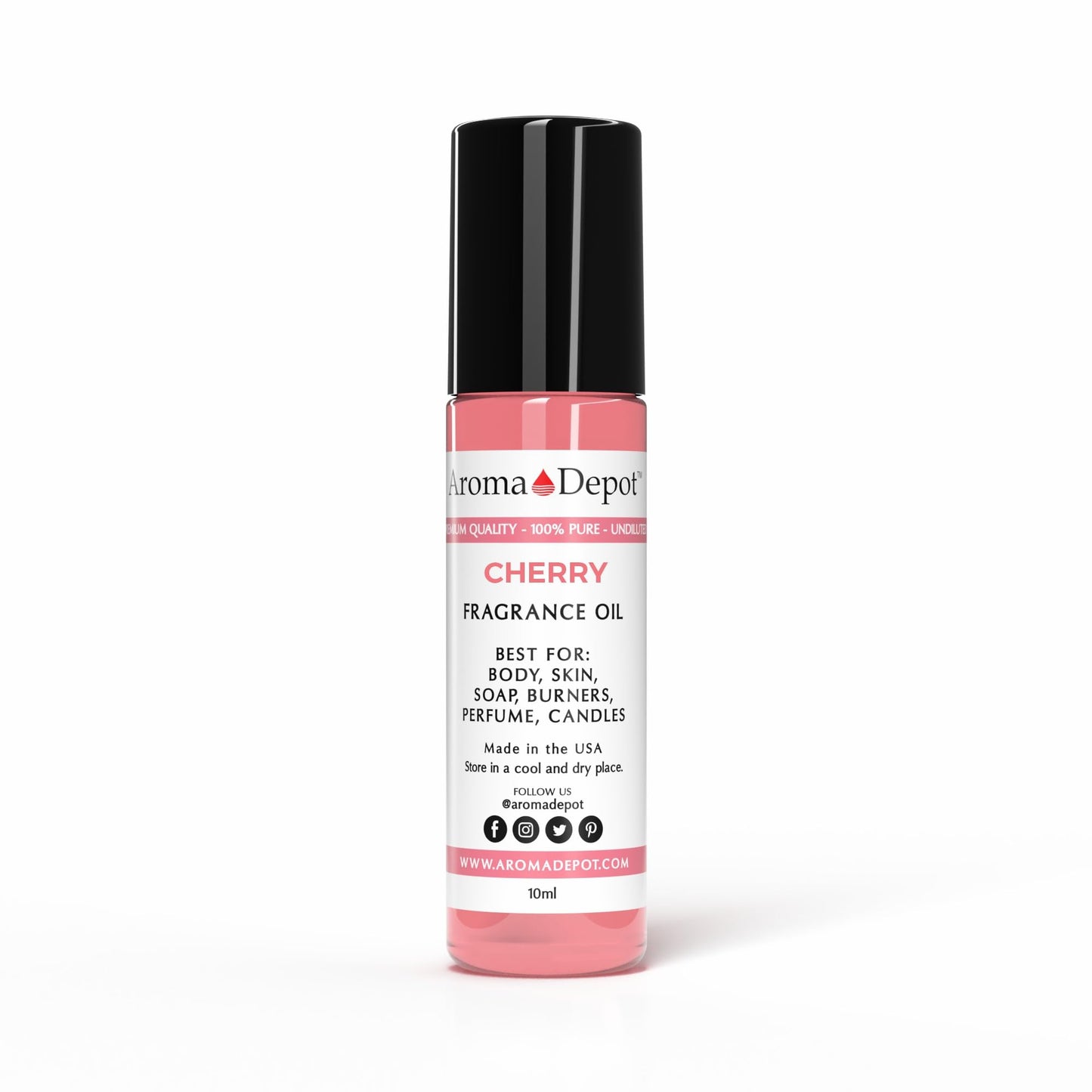 Aroma Depot Cherry Roll On Perfume Oil 10ml – Alcohol Free Fragrance Body Oil – Skin Safe, Phthalate Free, Travel Size 0.33 Fl Oz