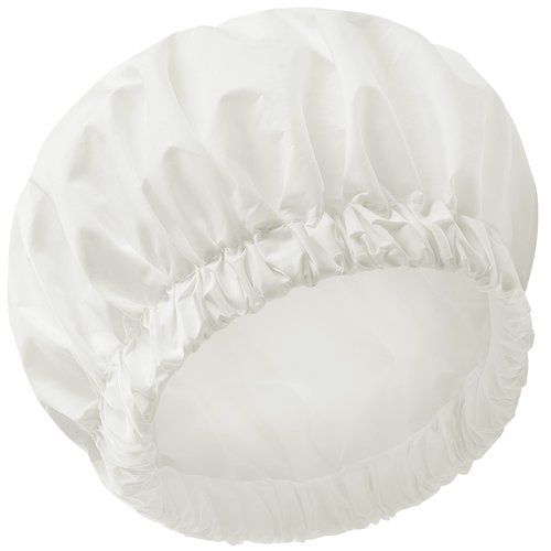 Reusable Shower Cap for Women, Large Waterproof Shower Bonnet Washable Elastic Band Bath Hair Hat for Long Hair, Braids(White)