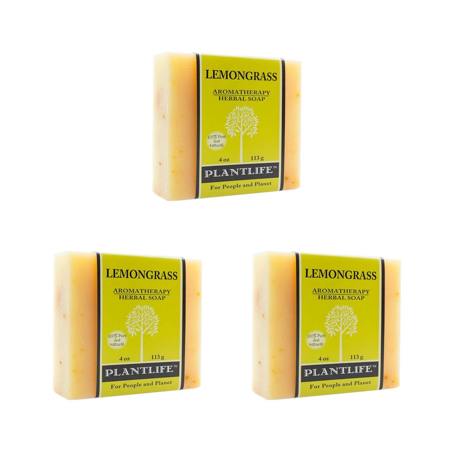 Plantlife Lemongrass 3-pack Bar Soap - Moisturizing and Soothing Soap for Your Skin - Hand Crafted Using Plant-Based Ingredients - Made in California 4oz Bar