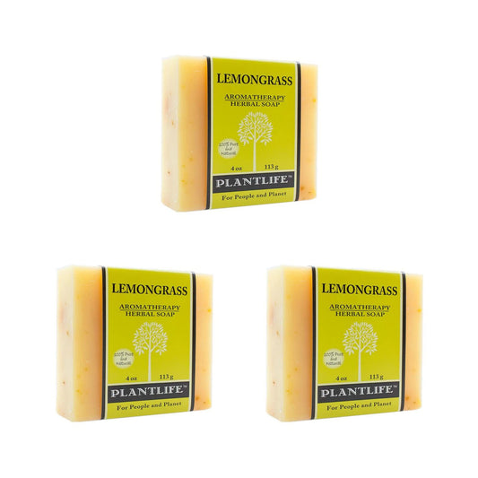Plantlife Lemongrass 3-pack Bar Soap - Moisturizing and Soothing Soap for Your Skin - Hand Crafted Using Plant-Based Ingredients - Made in California 4oz Bar
