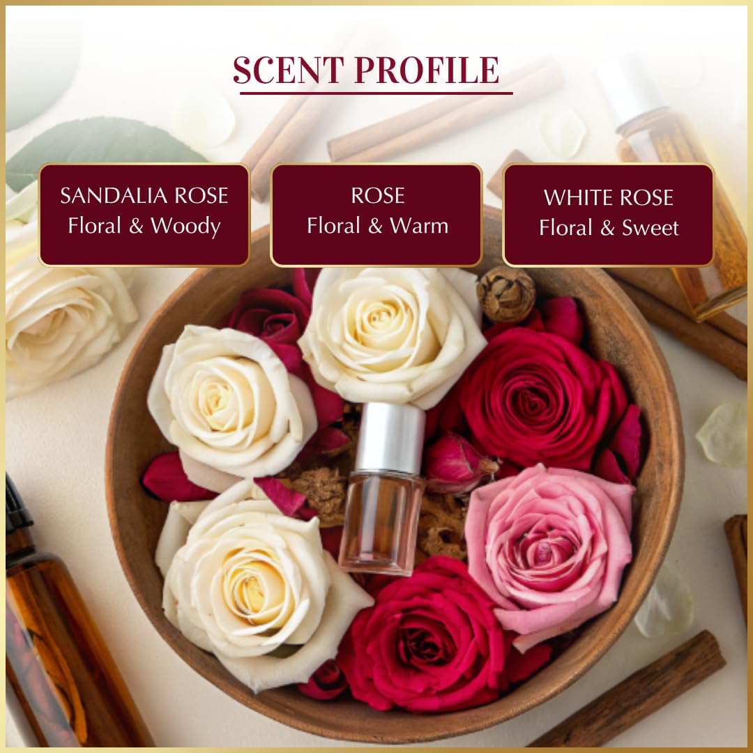Dukhni Rose Attar Oil Set | Authentic Arabic Fragrance Oils 3pc x 6ml | 100% Pure, Alcohol-Free Original Gulab Attar Blends | Unisex Attar | Best gift, Ramadan gift, Islamic fragrance