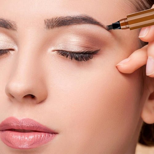Microblading Eyebrow Pencil, 2024 NEW Magic Eyebrow Tattoo Pencil 4 Fork Tip, Create Natural Hair-Like Brows, Waterproof Brow Pencil with Micro-Fork Tip (Red Brown)