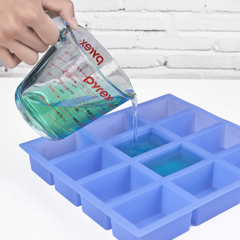 Silicone Soap Mold for Soap Making, 12-Cavity 5.5oz Deep Rectangle Soap Mold, Thick Flexible Easy Release BPA-Free Non-Stick Mold for Handmade Soap, Bath Bombs, Resin & DIY Crafts