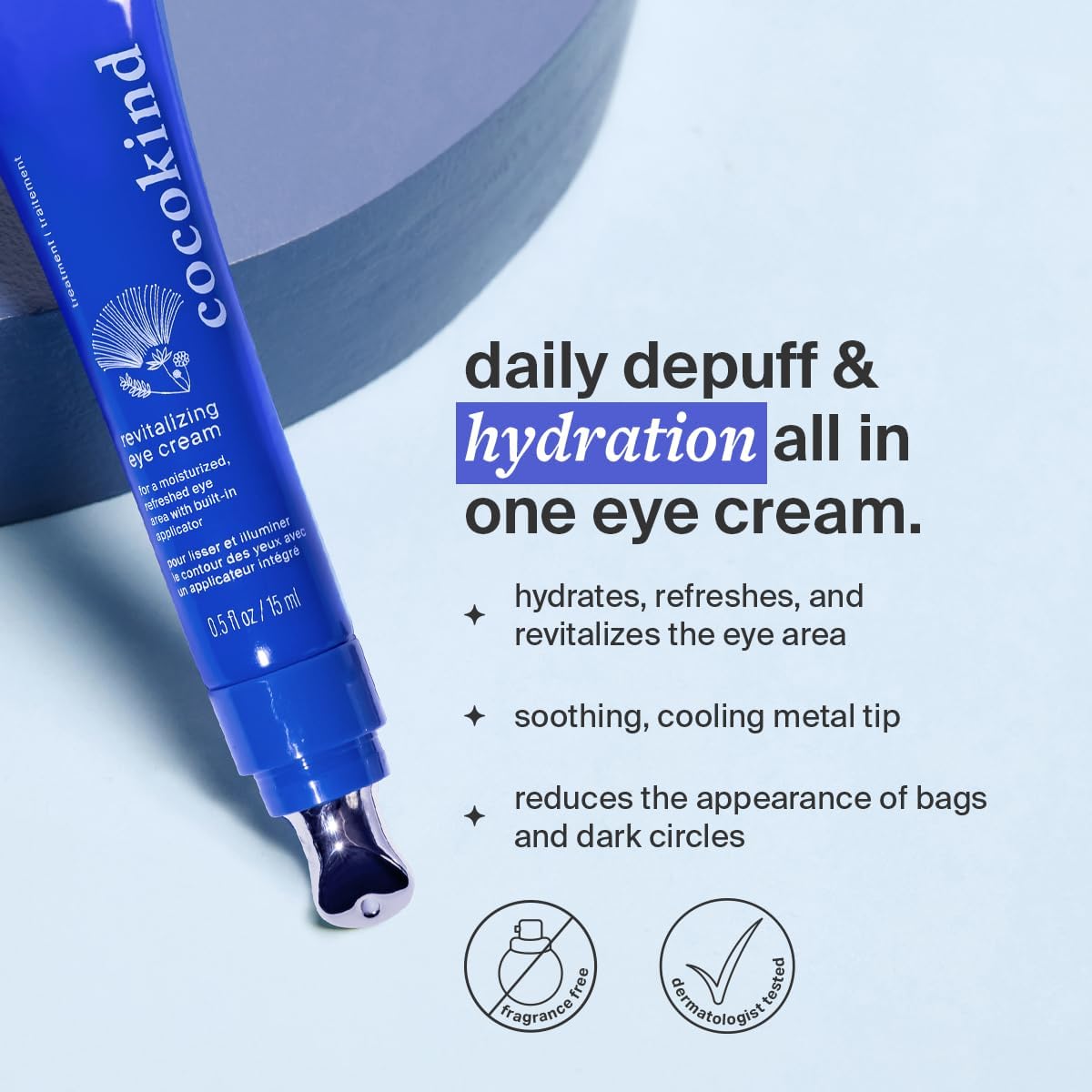 Cocokind Revitalizing Eye Cream | Soothing, Cooling Metal Applicator Tip | Hydrate, Depuff & Reduce Fine Lines and Wrinkles | Firmer and Brighter Looking Under Eye Area | 0.5 Fl Oz, 3 Pack