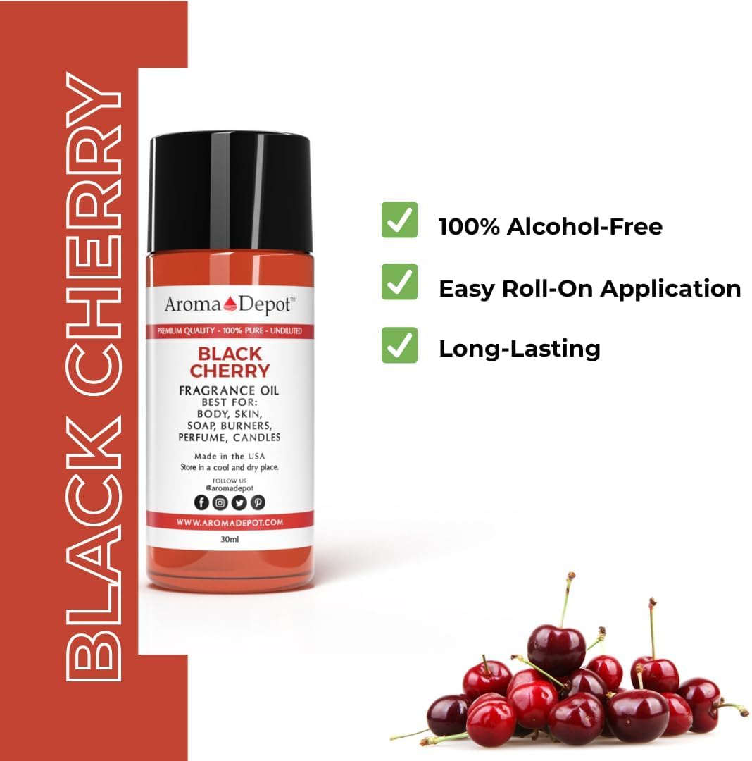 Black Cherry Fragrance Oil - Premium Scent for Candle Making, Soap, Diffusers & More | 1 fl oz (30ml)