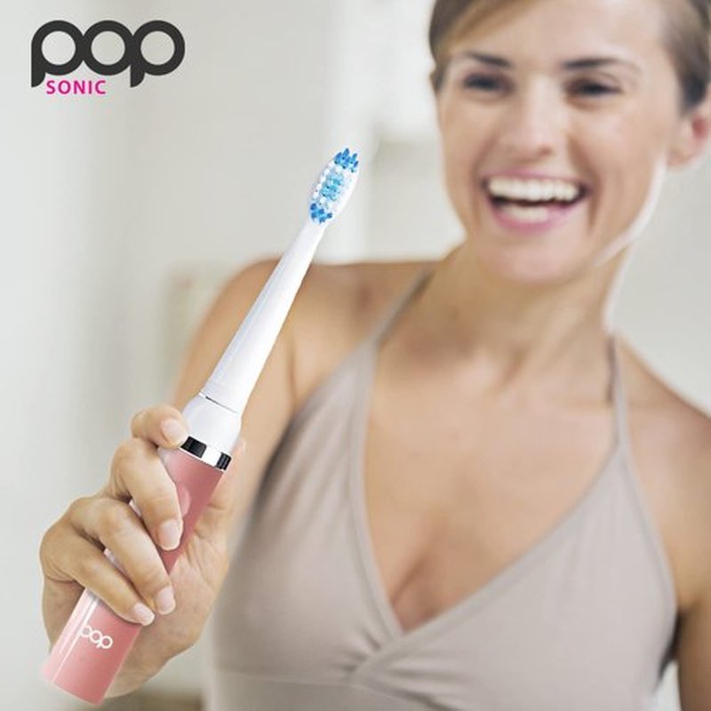 Pop Sonic Electric Toothbrush (Pastel Pink) - Travel Toothbrushes w/AAA Battery | Kids Electric Toothbrushes with 2 Speed & 15,000-30,000 Strokes/Minute, Dupont Nylon Bristles