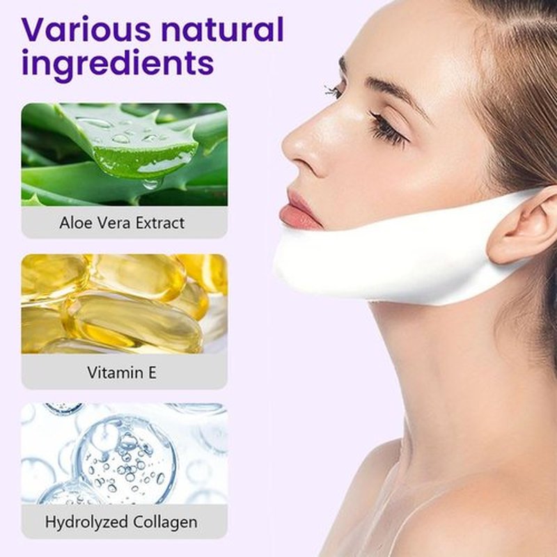 Kaely 6Pcs V Line Lifting Mask,Double Chin Mask,Chin Strap for Double Chin for Women,Face Lift Mask with Collagen,Hydrating Anti-aging