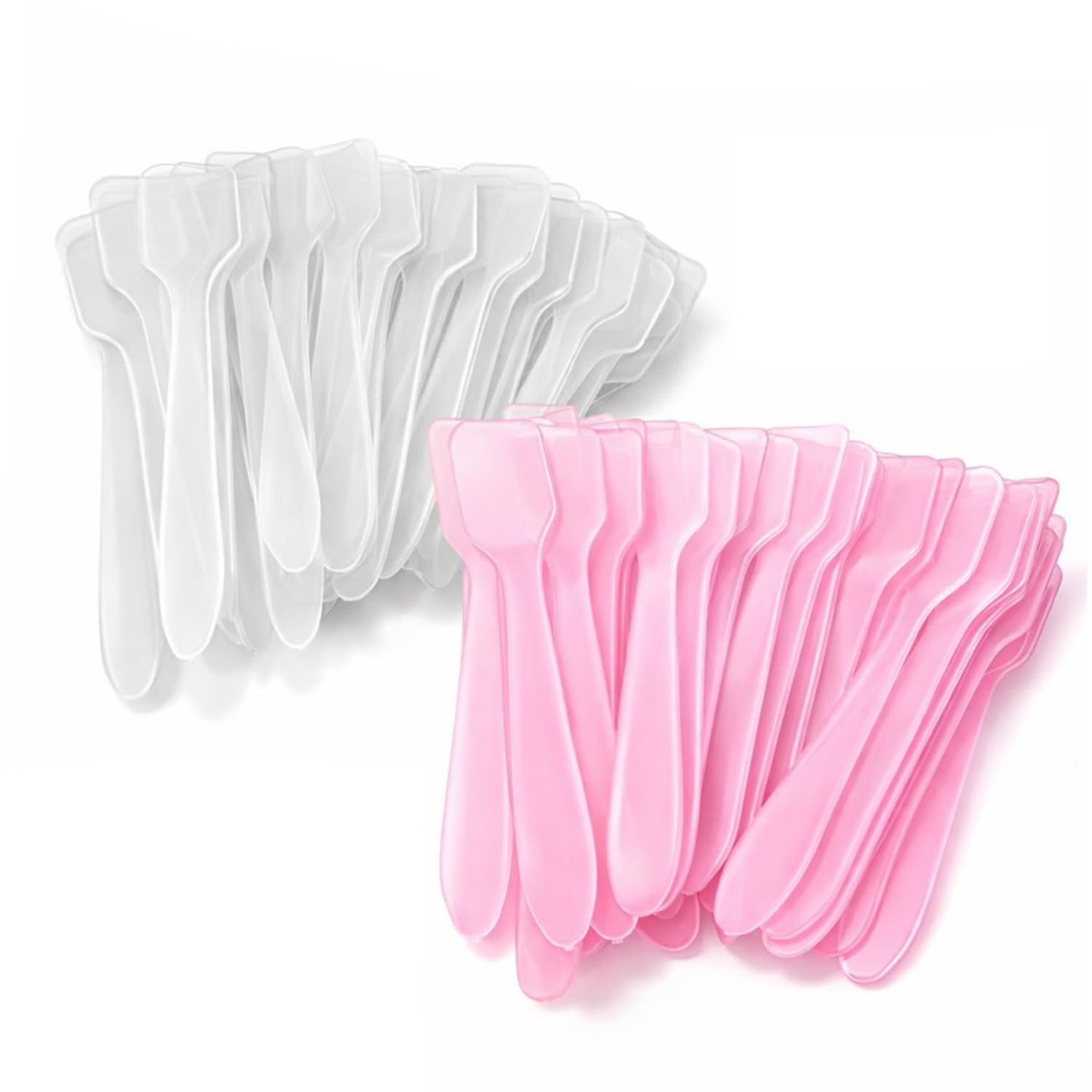 200 PCS Facial Mask Mixing Spatula Set Clear & Pink Plastic Cosmetic Spatulas Mini Face Mask Applicator Sticks for Skincare, DIY Beauty, Cream, Lotion, Makeup Mixing