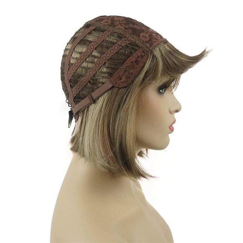 Aimole Short Straight Bob Wig Cute Flat Bangs Synthetic Full Women Wigs (AB607)