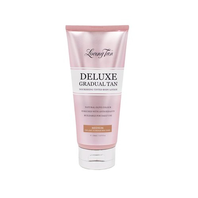Loving Tan Deluxe Gradual Tan Lotion, Medium- Natural Looking Self Tanner, Professional Strength Sunless Tanner, 7+ Self Tanning Applications per Bottle-Cruelty Free, Naturally Derived DHA-5.07 Fl Oz