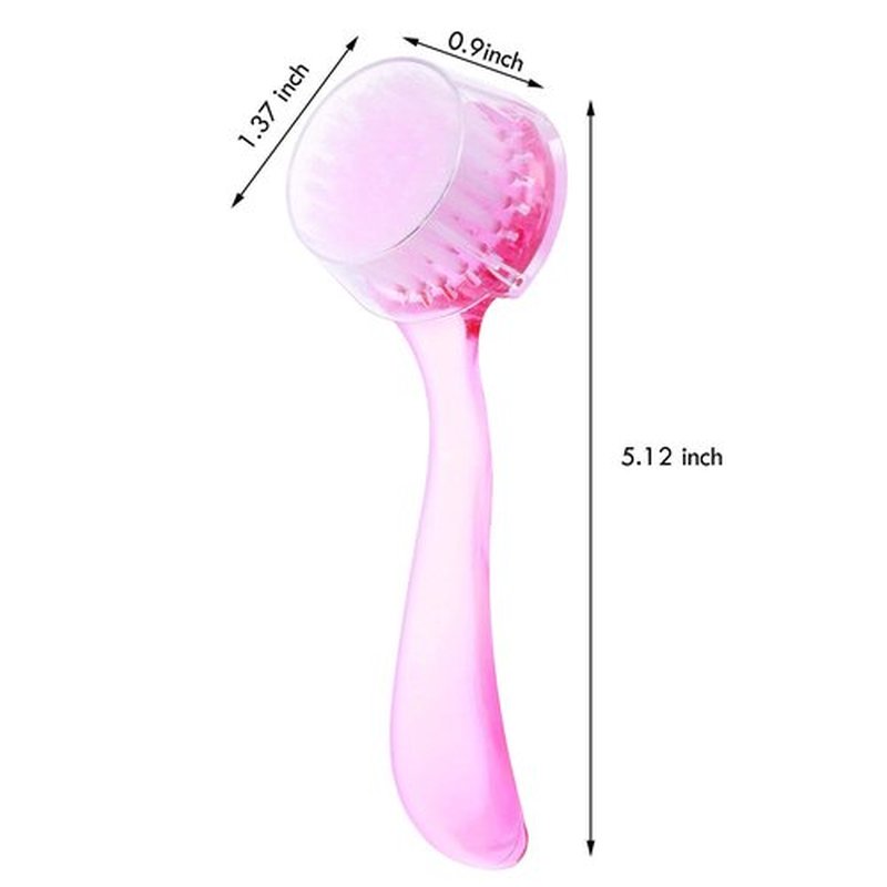 3 Pieces Facial Cleansing Brush Acrylic Handle Face Scrubbers Soft Bristle Exfoliator Cleaner Brush Scrub Exfoliating Facial Brush for Face Care Makeup Skincare Removal (Pink)