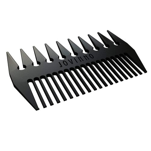 Jovinno Hair Styling Metal Hair & Beard Comb Premium Quality Luxury Dual-Sided Wide + Fine Tooth Designed To Promote A Unique Hair Contour … (Black Metal)