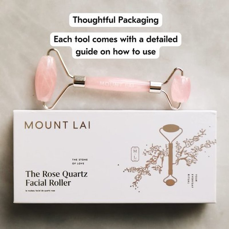 Mount Lai - The De-Puffing Rose Quartz Face Roller | Certified Rose Quartz Stone for Anti-Aging Skincare | Rose Quartz Face Massage Roller to De-Puff and Soothe to Reveal Radiant Skin