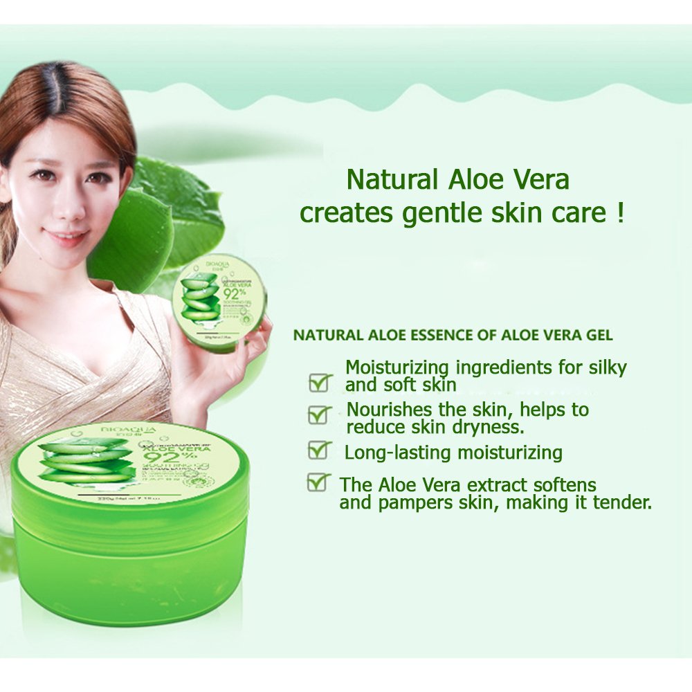 BIOAQUA 92% Aloe Vera Extracts Hydrating Acne Spot Removing Face Night Cream Replenishment Soothing Long lasting Gel 3x220g 22.3 fl.oz