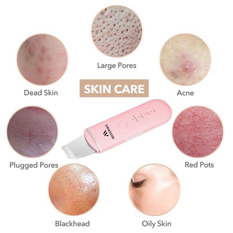 Skin Scrubber Face Skin Spatula Facial Scrubber Spatula Pore Cleaner with 4 Modes (Pink)