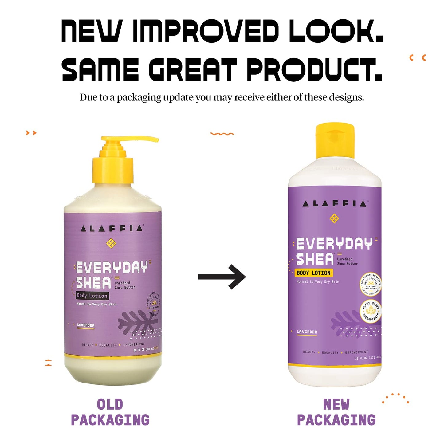 Alaffia Everyday Shea Body Lotion - Normal to Very Dry Skin, Moisturizing Support for Hydrated, Soft, and Supple Skin with Shea Butter and Lemongrass, Fair Trade, Lavender, 2 Pack - 16 Fl Oz Ea