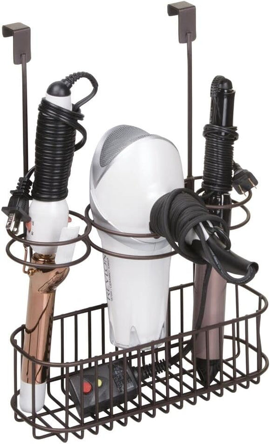 Hair Tool Organizer Basket - Over Cabinet Storage for Hair Dryers & Irons - Bronze