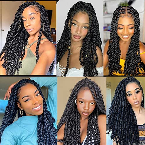 Passion Twist Hair 18 Inch Water Wave Black Color Synthetic bohemian knotless braids for Bomb Twist Locs Crochet Braiding Hair Long Curly Hair 7 Packs (18inch, 1B)
