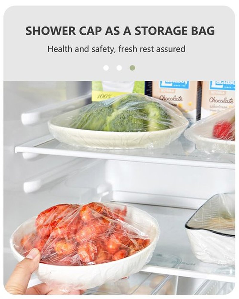 100PS Disposable Shower Caps, Plastic Clear Shower Caps, lengthening and thickening Hair Caps for Hair dyeing assistance, Hotel and Hair Salon, Home Use, Portable Travel (Size 20.5"/52cm）