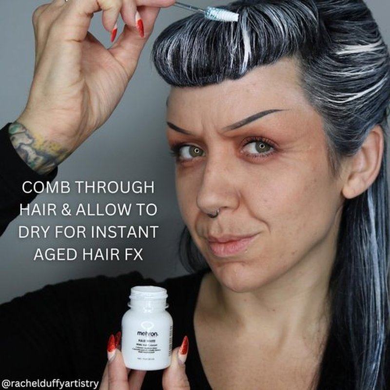 Mehron Makeup Hair White | Washable White Hair Dye | Temporary Hair Color for Theatre, Cosplay, & Halloween 1 fl oz (30ml) (White)