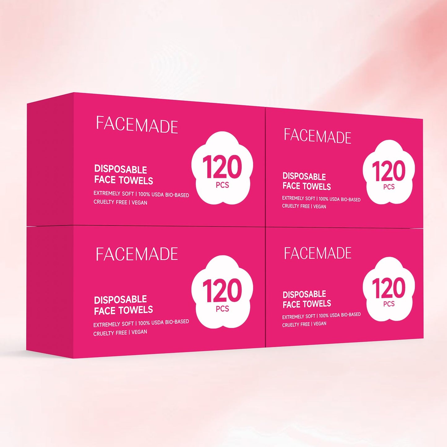 FACEMADE 480 Count (4 Packs) Face Towels Disposable