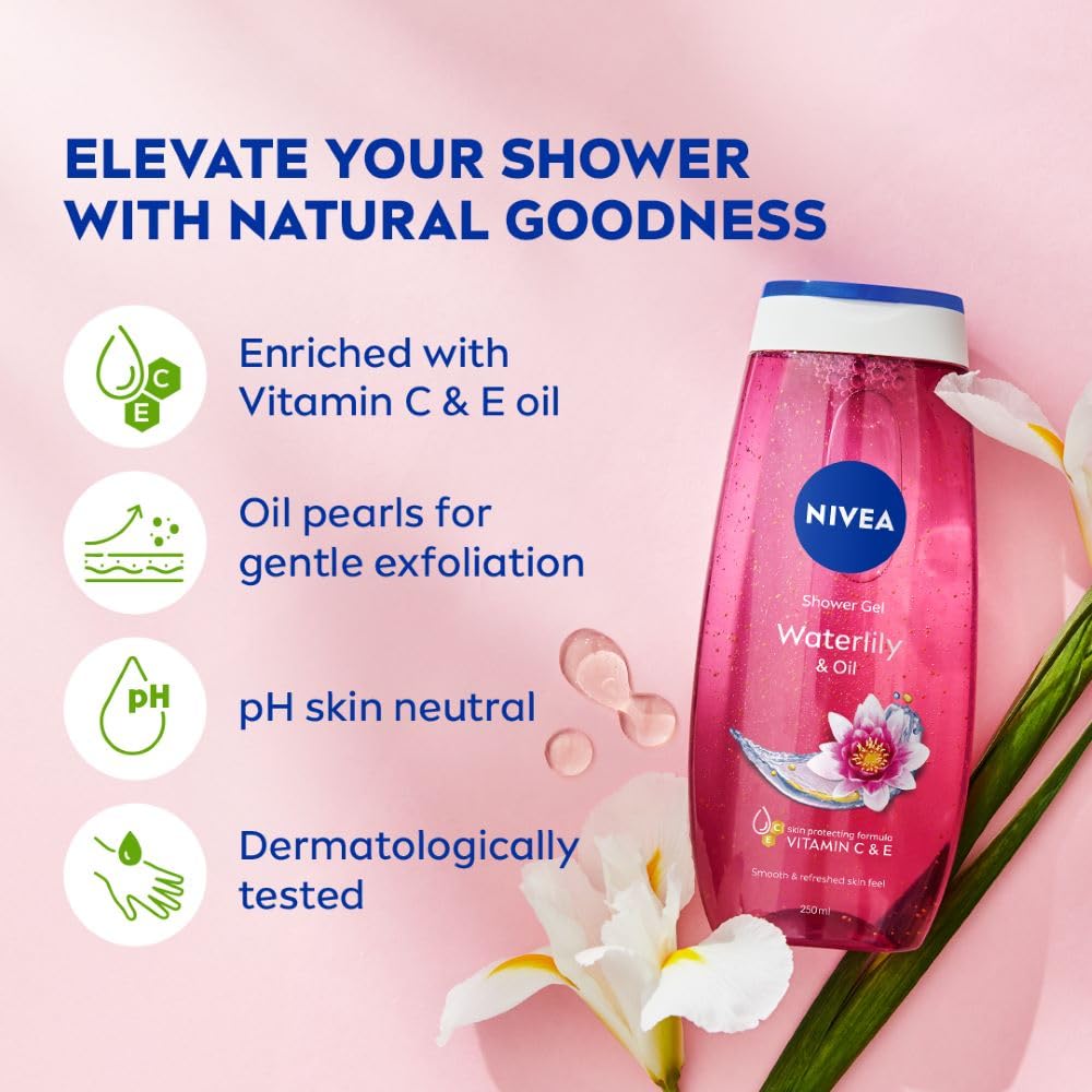 Nivea Bath Care Shower Water Lily Oil, 250 ML
