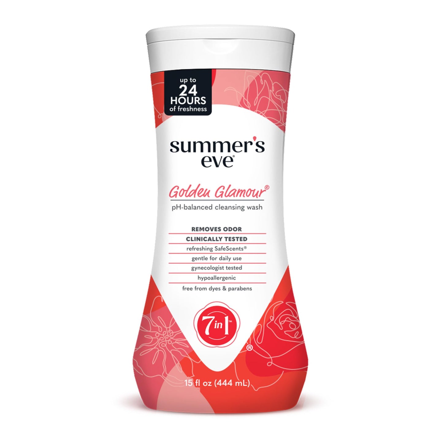 Summer's Eve Golden Glamour All-Over Daily Feminine Wash, pH-Balanced Body Wash for Women, Removes Vaginal Odor and Refreshes, 15 Fl Oz
