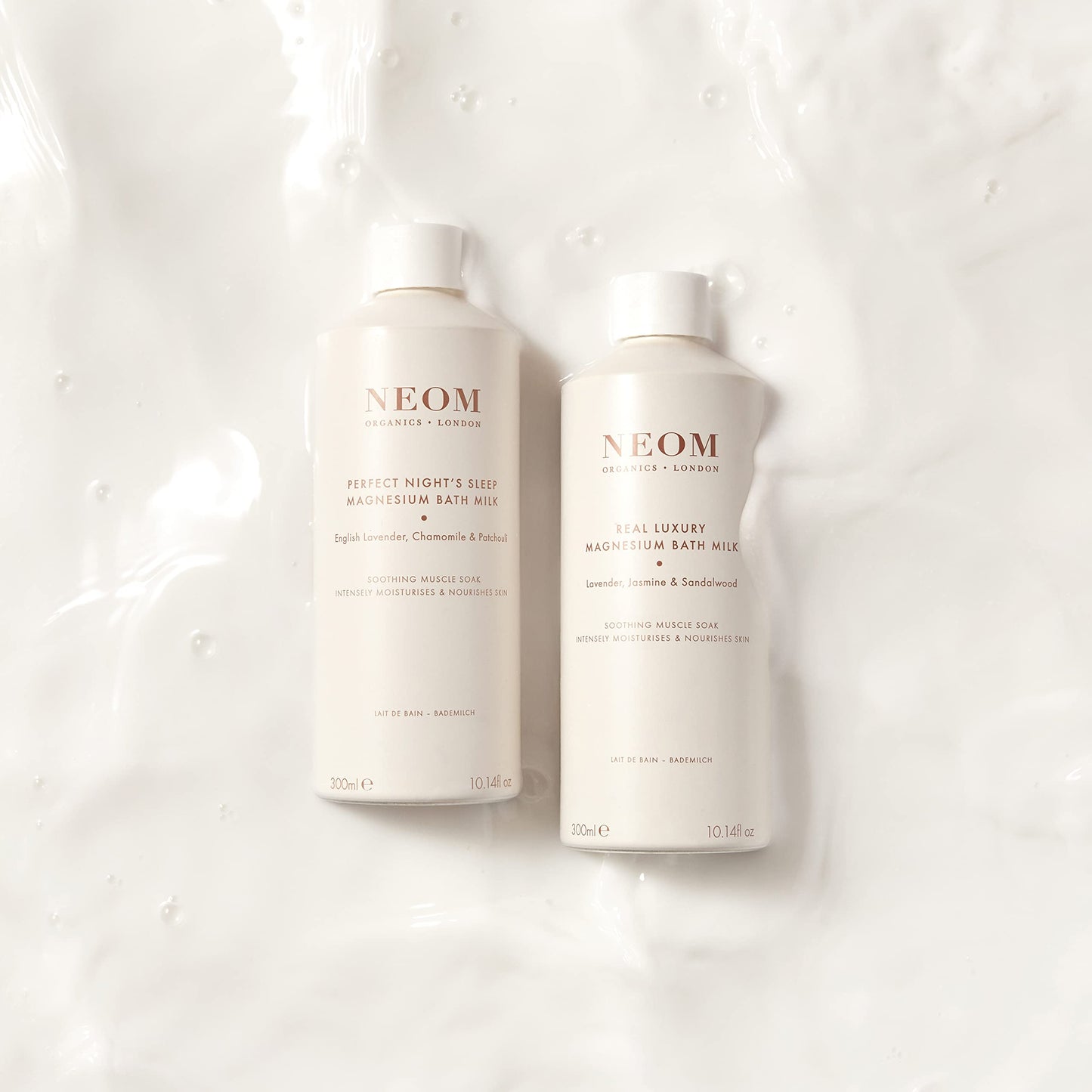 NEOM Perfect Night's Sleep Magnesium Bath Milk, 300ml I 100% Natural Lavender, Chamomile and Patchouli I Relieve Sore, Tired Muscles I Milky Texture I Relaxing and Nourishing