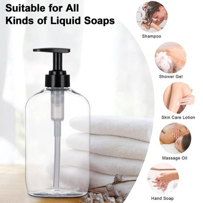 Yebeauty Pump Bottle Dispenser, 20oz 600ml Empty Plastic Shampoo and Conditioner Dispenser, Refillable Shower Soap Dispenser Pump Bottle Containers for Bathroom Kitchen, 2 Pack Clear