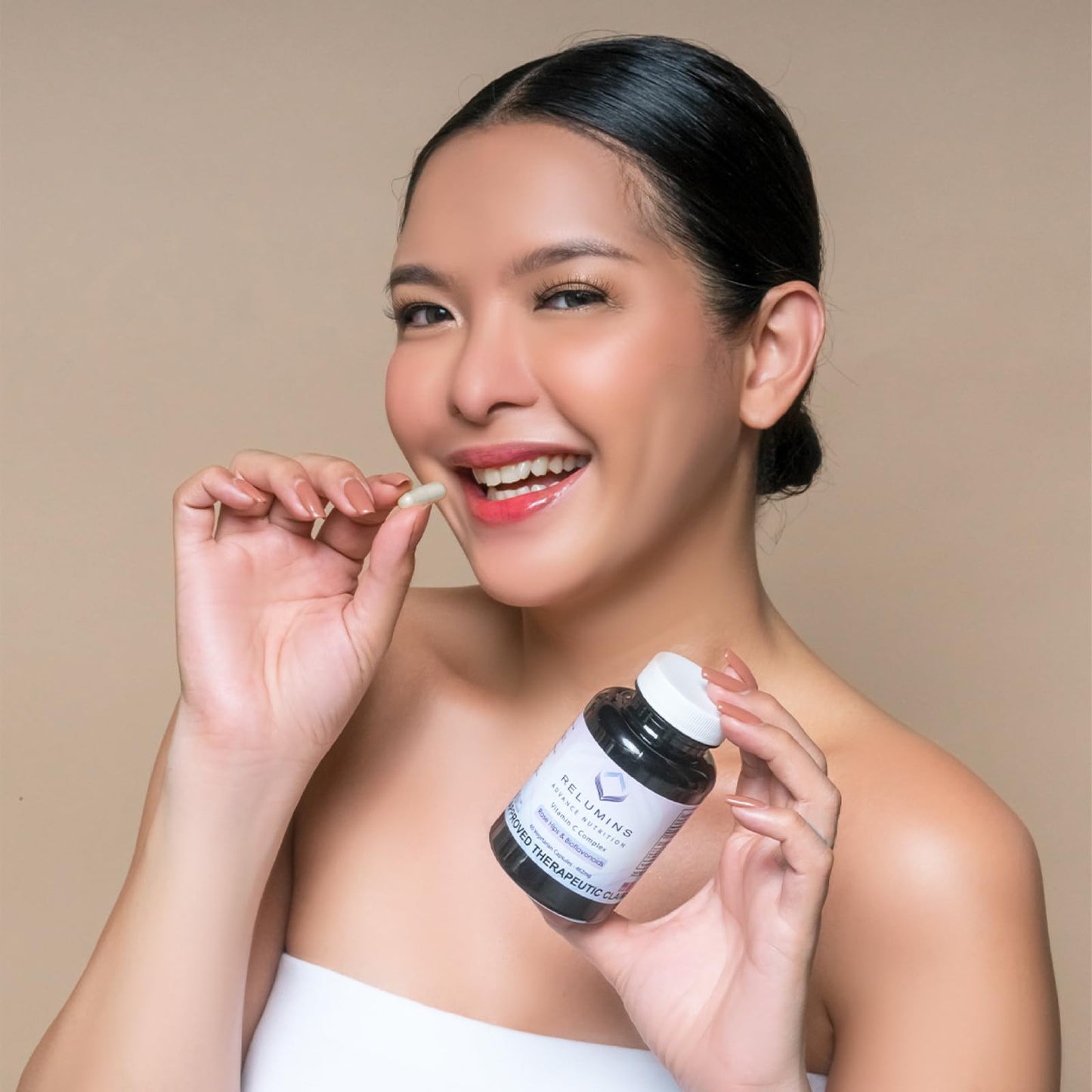 Relumins Advanced Vitamin C Supplement with Rose HIPS - 1000mg of Vitamin C Immune Support & Collagen Production, Made in USA, for a Summer Glow Skin, 180 Capsules x 10 Bottles