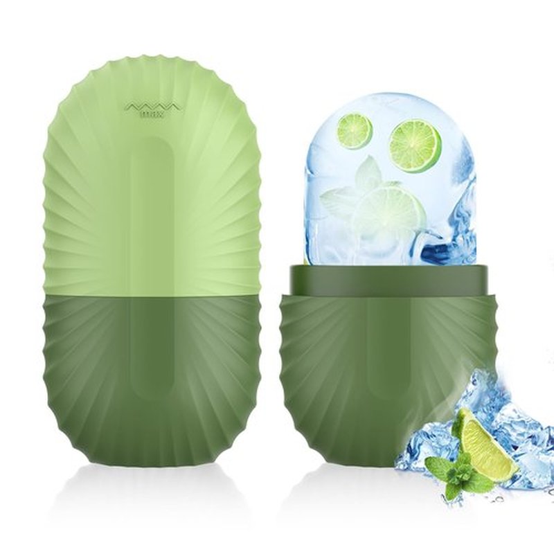 Ice Roller for Face and Eye, Silicone Ice Facial Roller Ice Holder, Face Ice Mold Skin Care, Face Icers Reusable Ice Cube Roller for Shrink Pores Anti Wrinkle Reduce Puffiness, Green