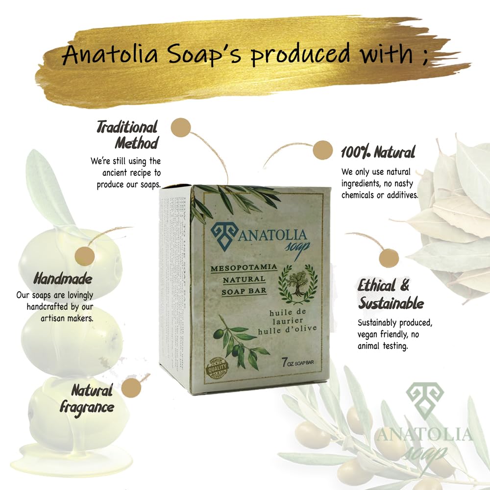 Aleppo Soap, 3-Pack | 100% Olive Oil Organic Handmade Natural Castile Soap for Women & Men | Big Bar, 3 x 7 oz (21 oz Total)