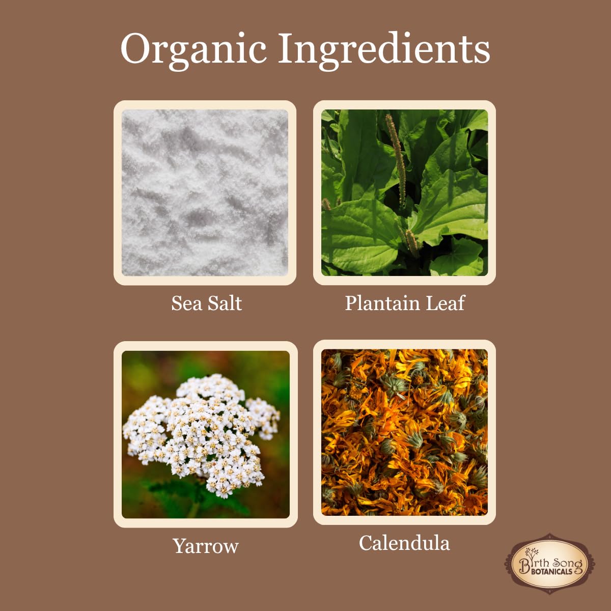 Birth Song Botanicals Organic Postpartum Herbal Bath Soak – 8oz/ea. Herbal Sitz Bath Blend with Sea Salt, Organic Plantain, Yarrow, Shepherd’s Purse, Uva Ursi & Calendula – 1 Pack (8oz)