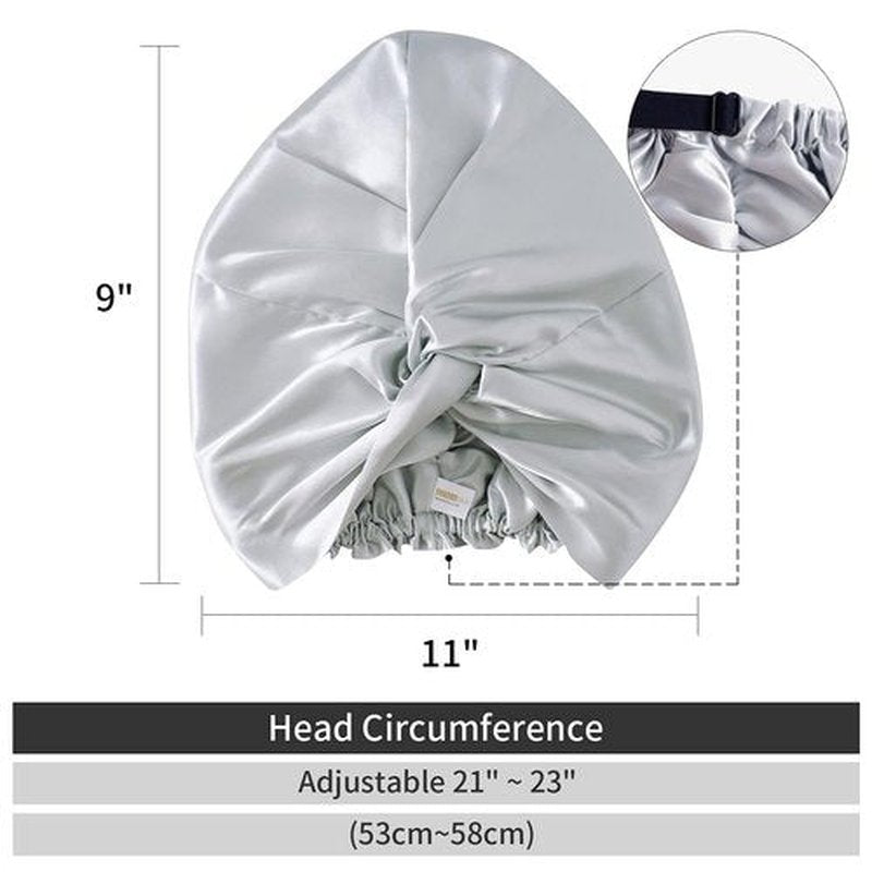 ZIMASILK 22 Momme 100% Mulberry Silk Bonnet for Sleeping & Women Hair Care, Highest Grade 6A Silk Hair wrap for Sleeping with Premium Elastic Stay On Head (1Pc, Light Grey)