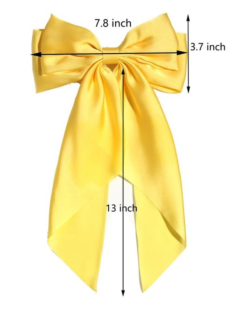 SUSULU Hair Bows for Women,Yellow Bow Hair Clips for Girl Hair Bows Barrette Metal Clips Long Ribbon Hairpin Party Bows for Hair Ponytail Hair Styling Accessories 2pack