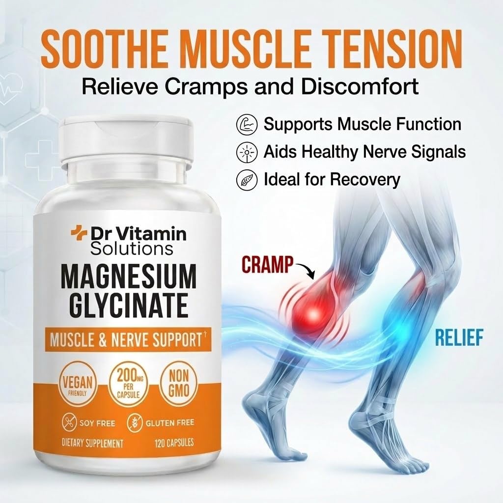 Magnesium Glycinate 200mg High Absorption Chelated Magnesium Supplement for Sleep, Stress, Muscle & Nerve Support, Calm & Relaxation - Vegan, Non-GMO, Gluten & Soy Free - 120 Capsules 4 Month Supply