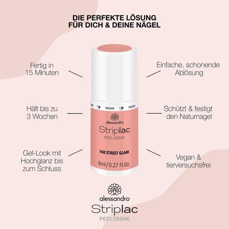 alessandro Striplac Peel or Soak Nail Polish - 148 Street Glam for Women - 0.27 oz