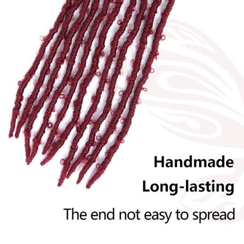 NISEYO NU Short Pre-looped Butterfly Locs Crochet Hair 12 Inch 8 Packs Light Weight & Soft Distressed Locs,118# (Burgundy)