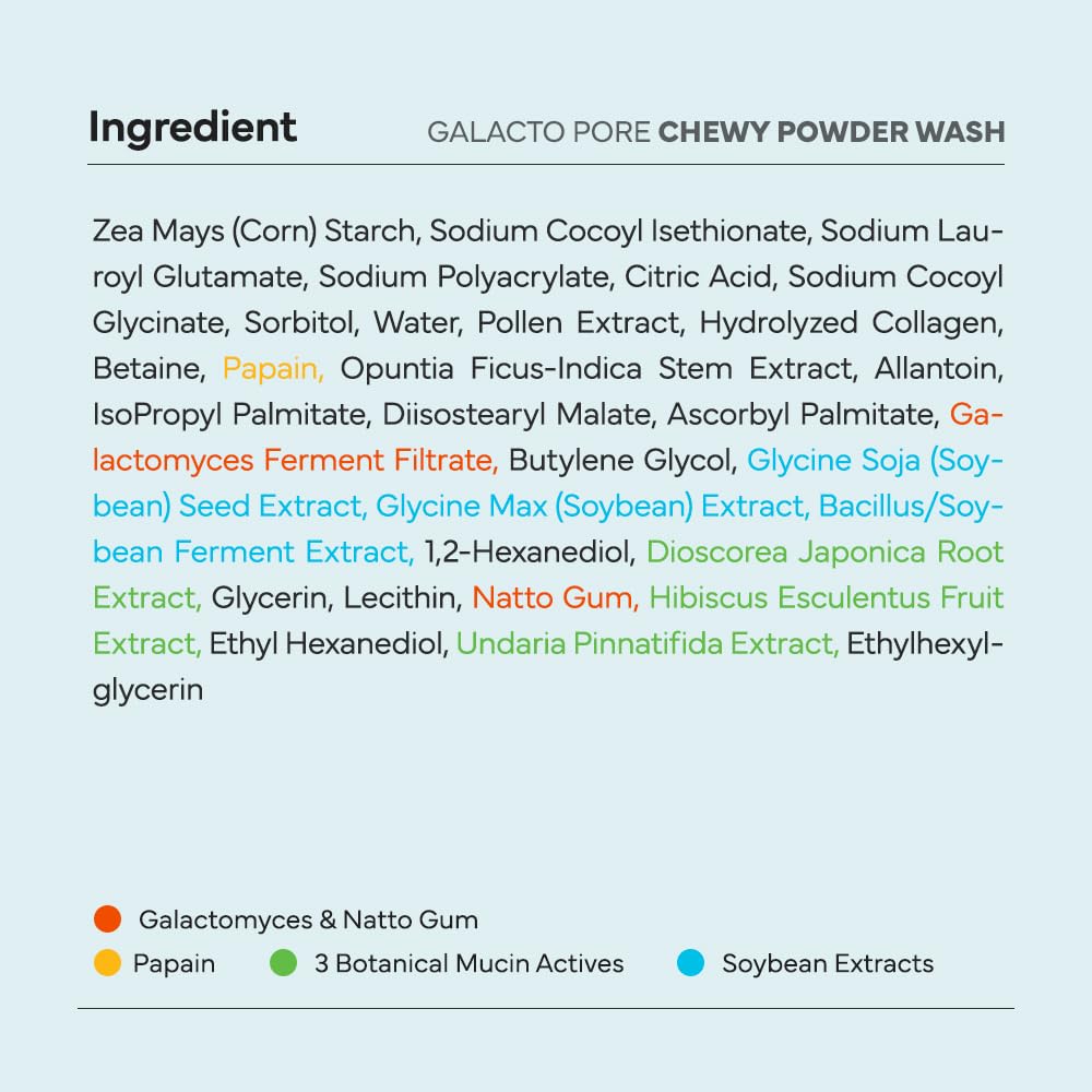 SAM'U Galacto Pore Chewy Powder Wash, Pore Enzyme Cleanser, 1.76 oz