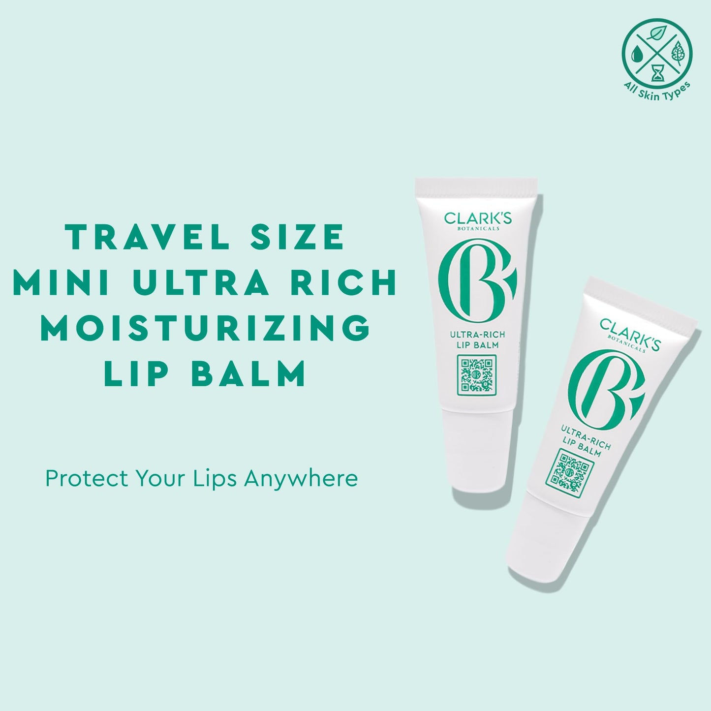 Clark's Botanicals Mini Ultra Rich Lip Balm: Plumping Moisturizer with Collagen and Shea, Mango & Avocado Butter + Vitamin E | 0.14 fl oz (Pack of 2)