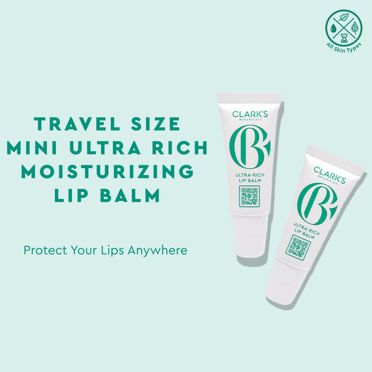 Clark's Botanicals Mini Ultra Rich Lip Balm: Plumping Moisturizer with Collagen and Shea, Mango & Avocado Butter + Vitamin E | 0.14 fl oz (Pack of 2)